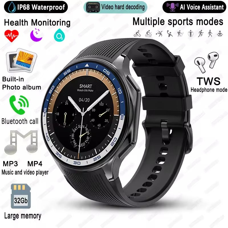 Montre intelligente avec écran rond pour Homme