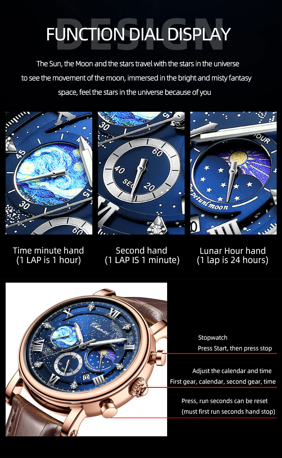 Montre chronographe de luxe pour hommes