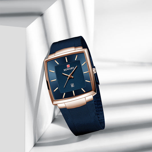 Montre carrée bleue supérieure pour homme