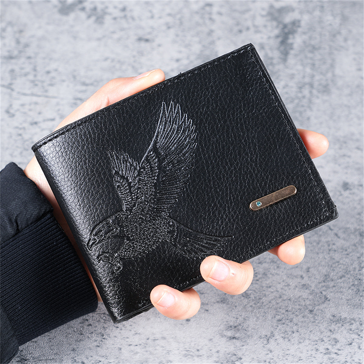 Portefeuille court en cuir PU souple pour homme
