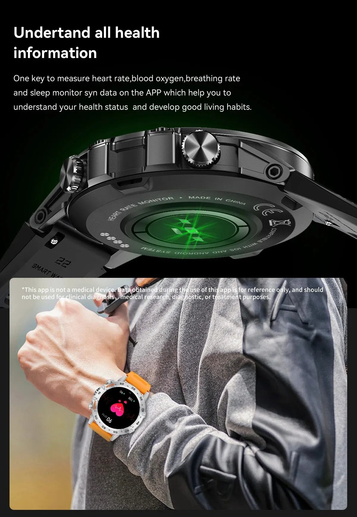Montre intelligente de sport pour homme