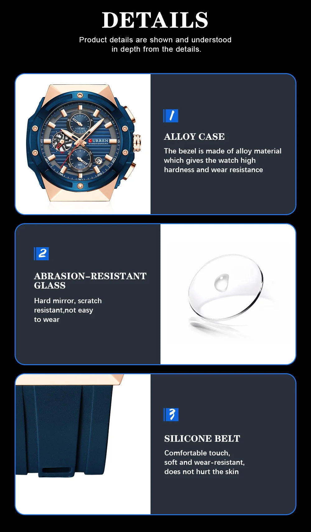 Montre à quartz chronographe en silicone