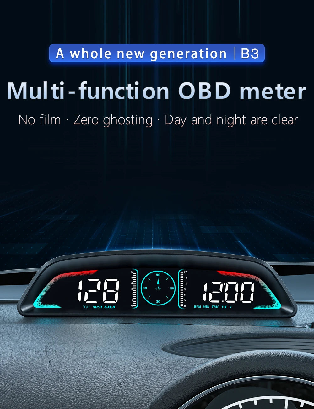 Compteur de Vitesse OBD2 AD B3 HUD : Tachymètre, Voltmètre et Surveillance Auto Complète