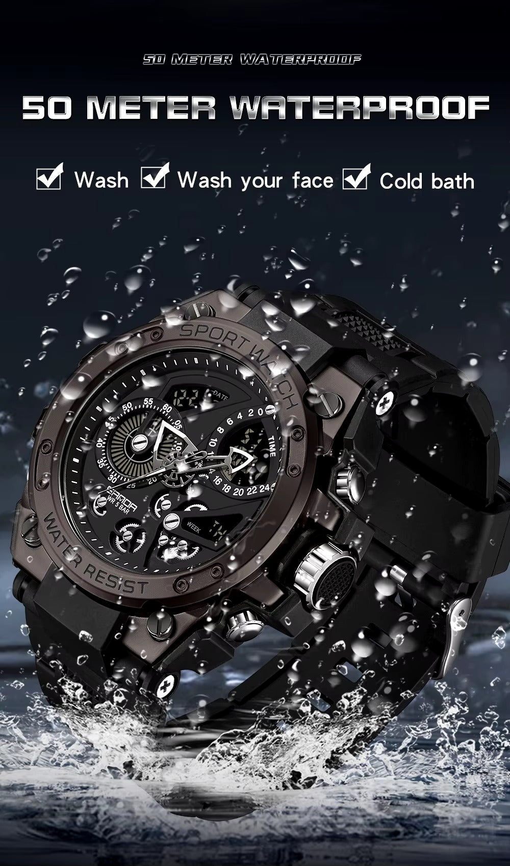 Montre électrique multifonction pour homme