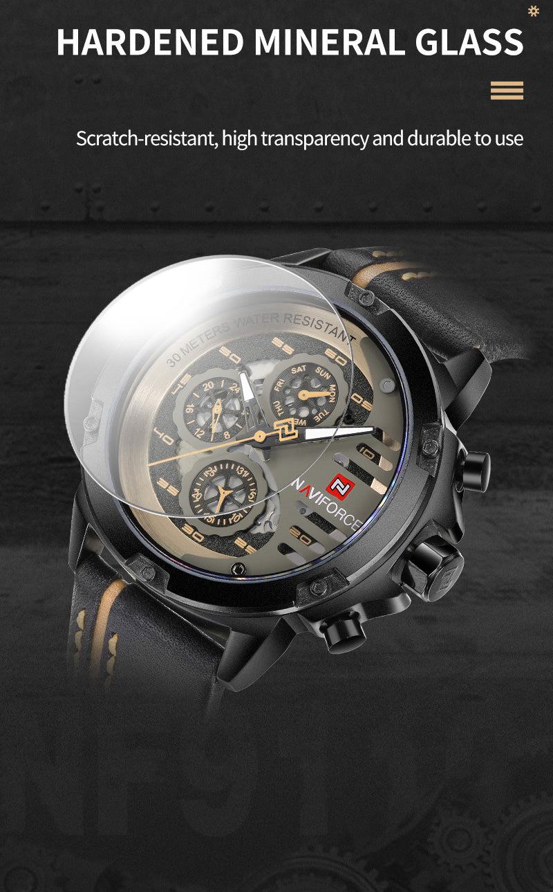 Montre de luxe en cuir pour hommes