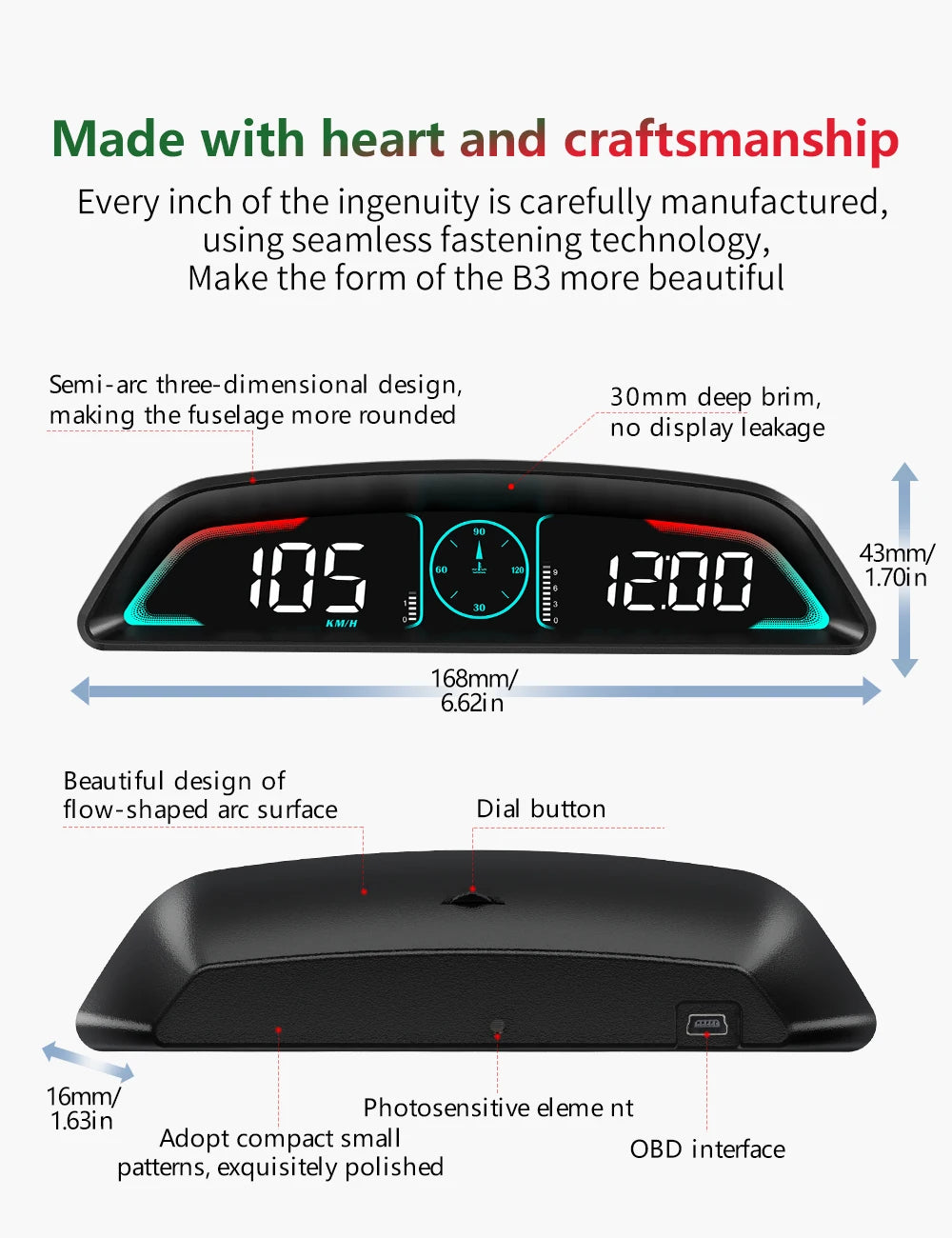 Compteur de Vitesse OBD2 AD B3 HUD : Tachymètre, Voltmètre et Surveillance Auto Complète