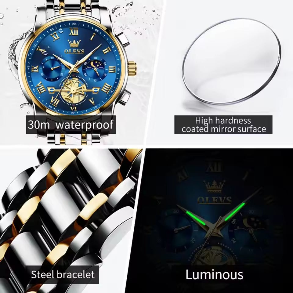Montre-bracelet à quartz étanche pour homme