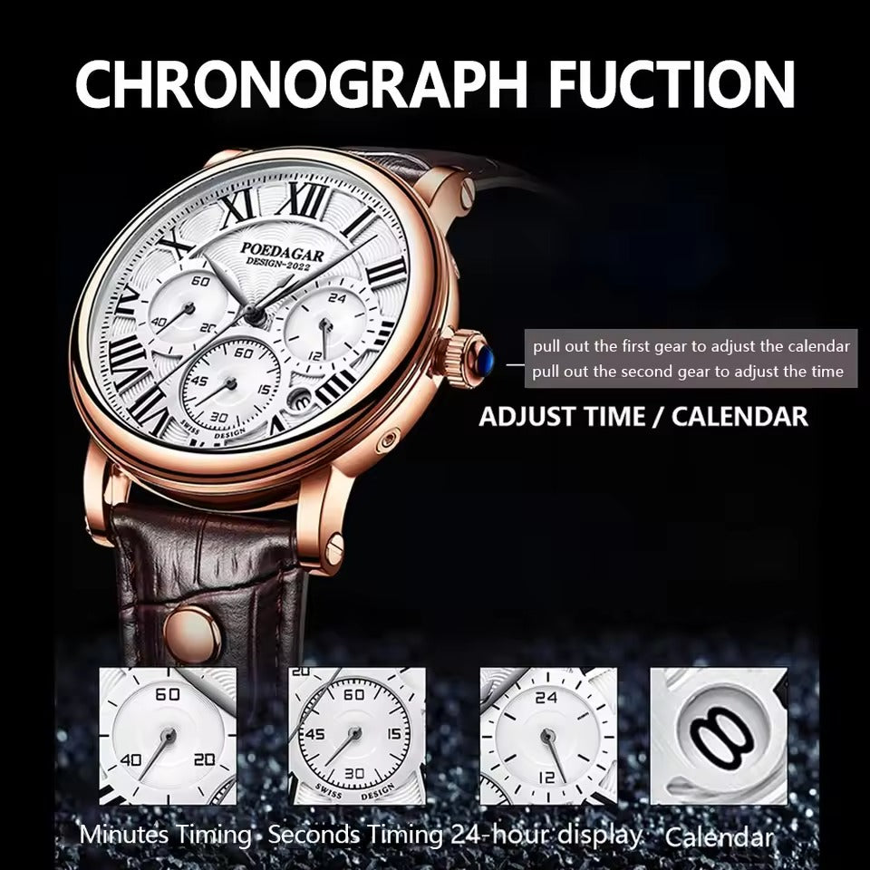 Montre en cuir mode affaires pour hommes
