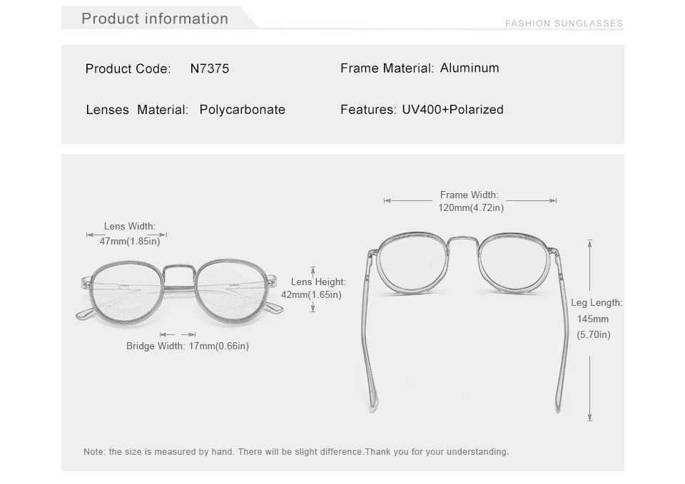 Lunettes de soleil à monture ronde pour hommes