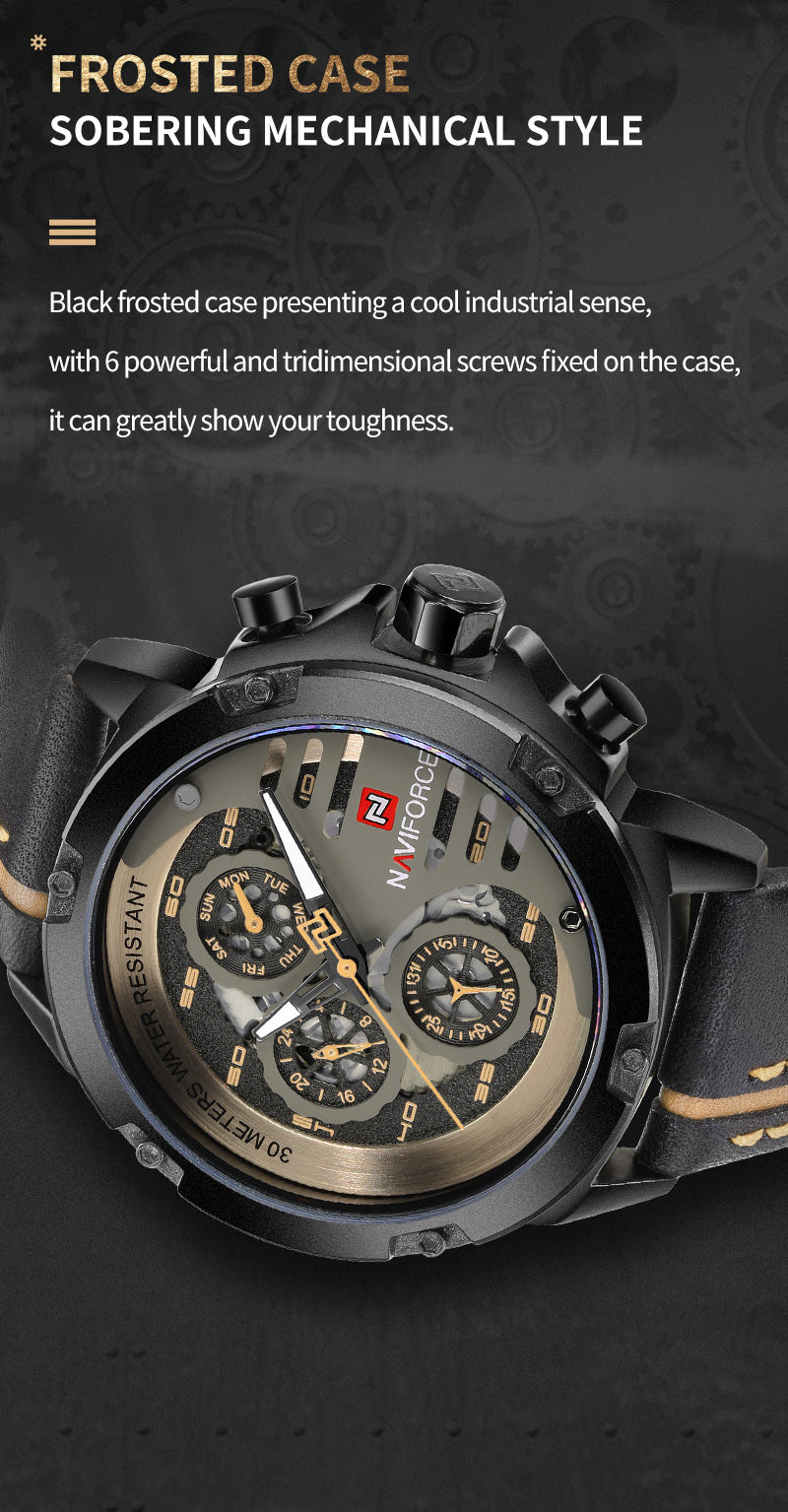 Montre de luxe en cuir pour hommes