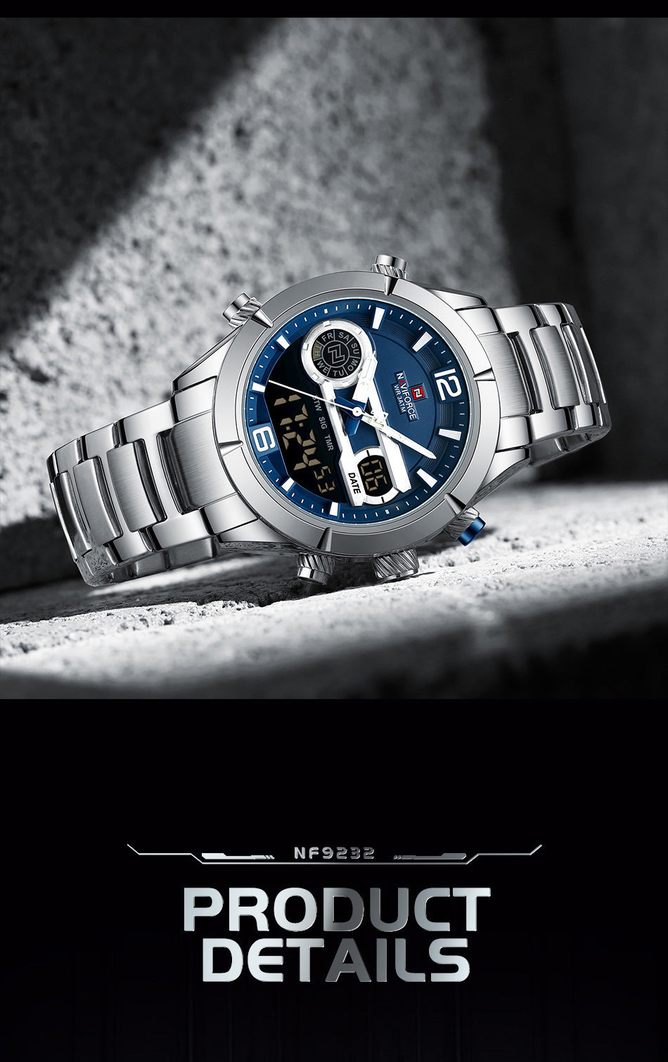 Montre à Affichage Numérique de Luxe pour Homme
