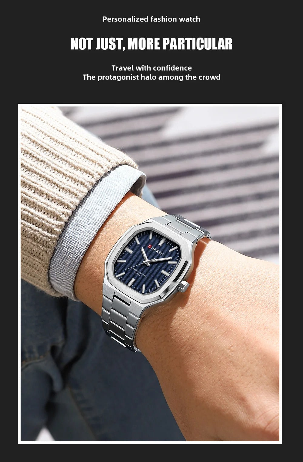 Montre cadran carrées pour hommes