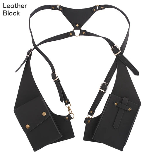 Sac de poitrine antivol en cuir pour hommes