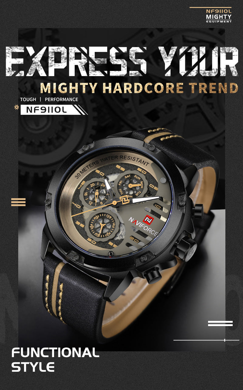 Montre de luxe en cuir pour hommes