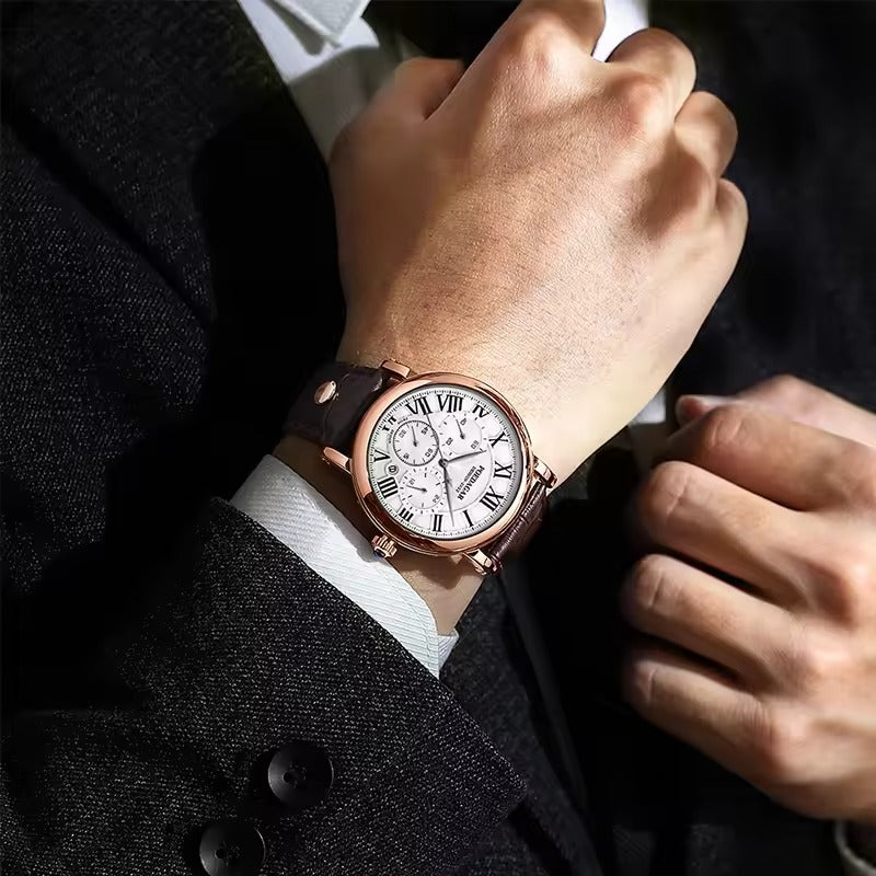 Montre en cuir mode affaires pour hommes