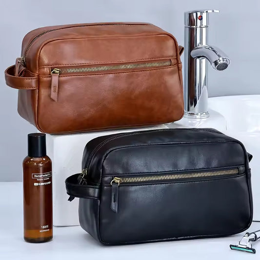 Trousse en cuir PU imperméable pour hommes