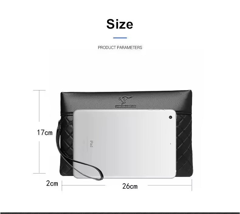 Sac à main en cuir PU souple à carreaux pour hommes
