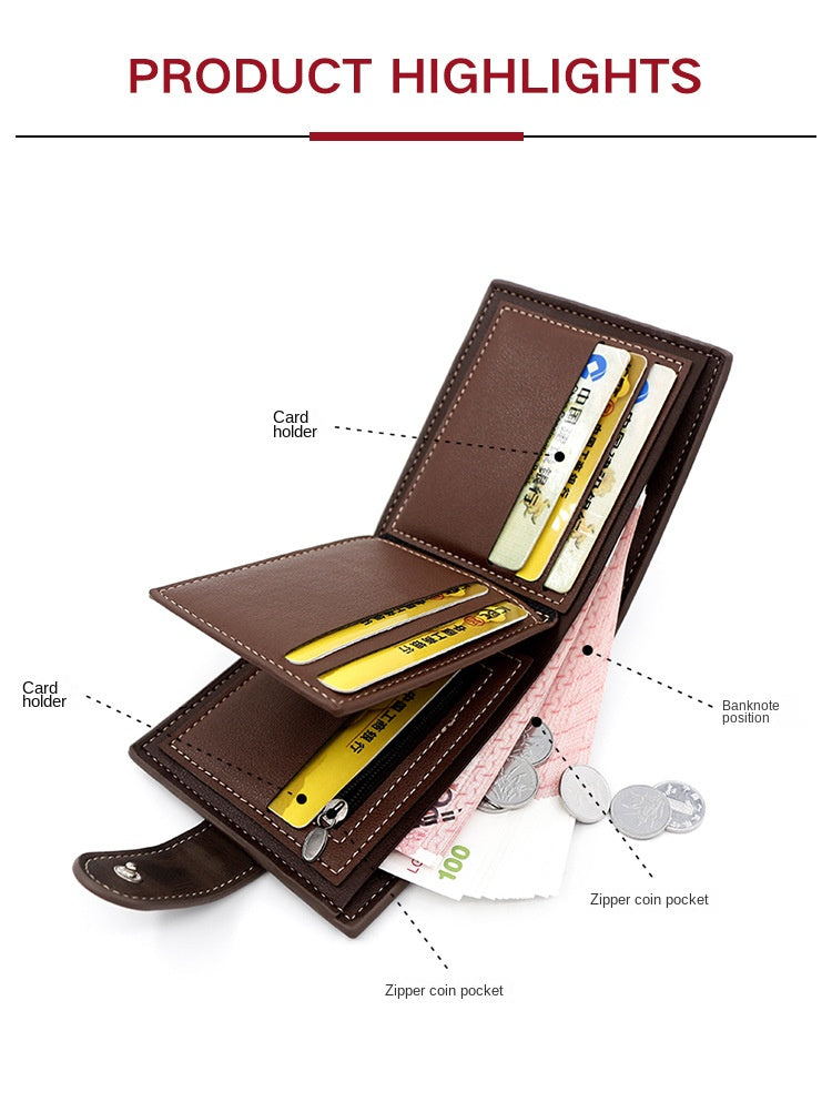 Portefeuille en cuir PU pour homme