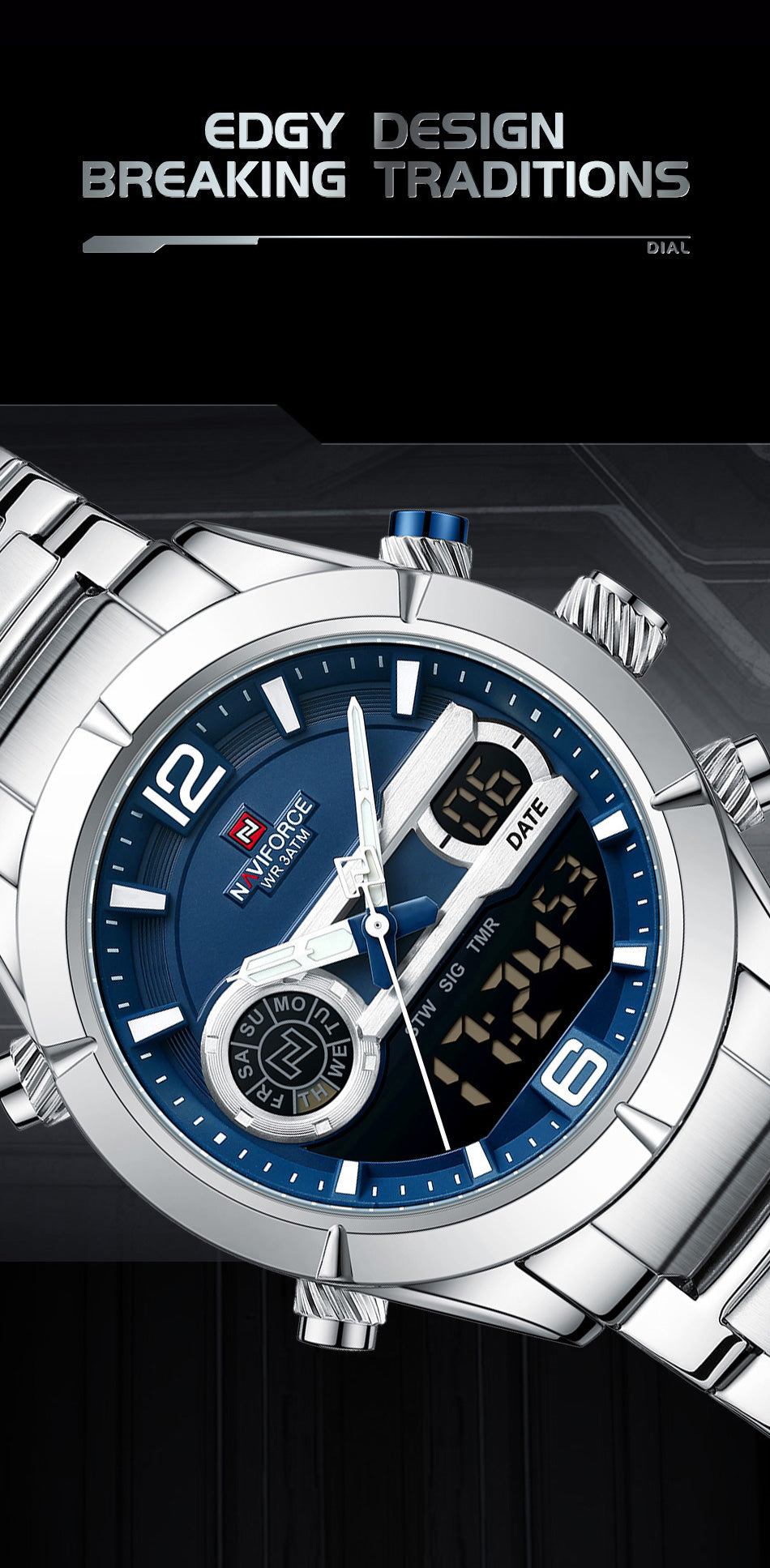 Montre à Affichage Numérique de Luxe pour Homme
