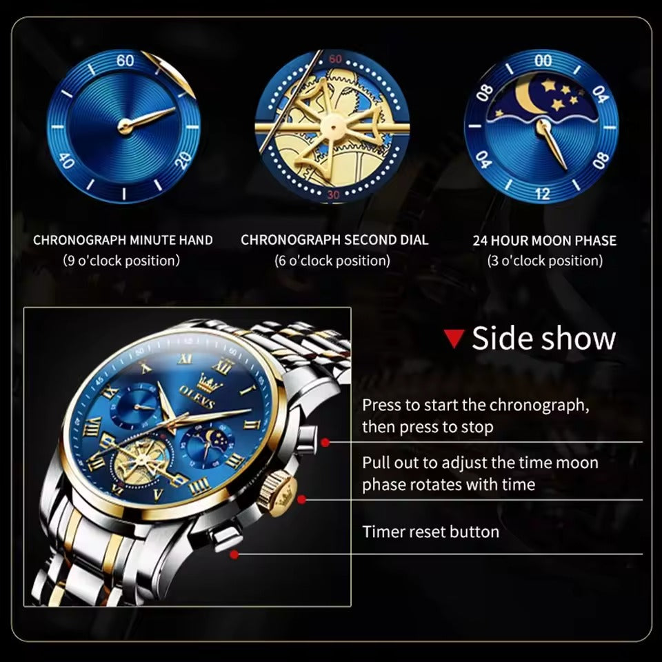 Montre-bracelet à quartz étanche pour homme