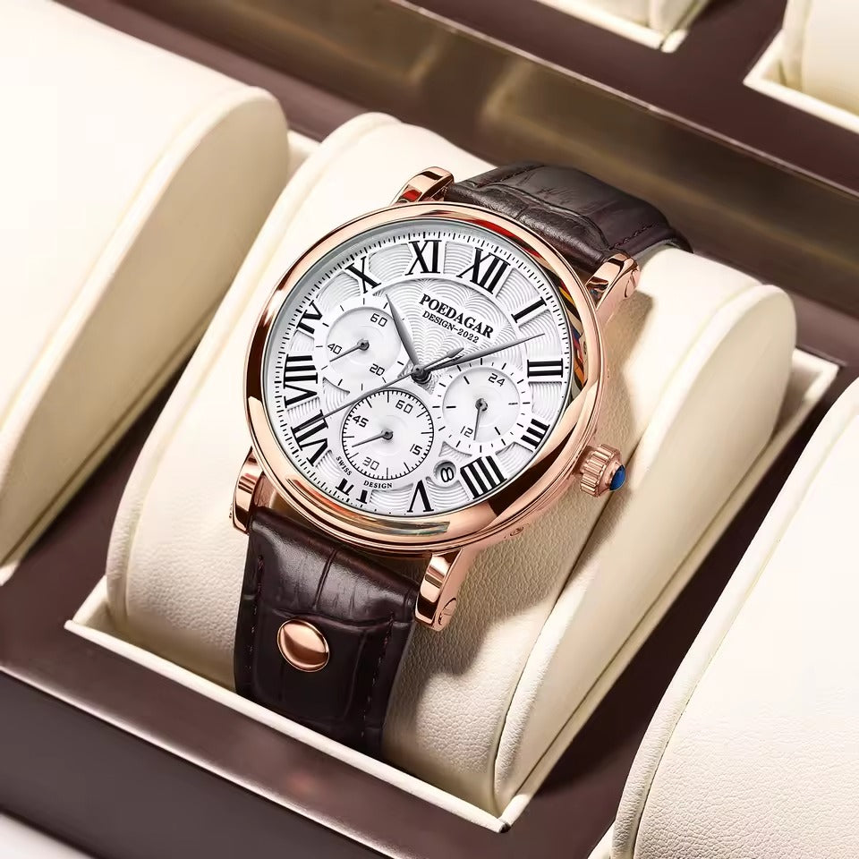 Montre en cuir mode affaires pour hommes