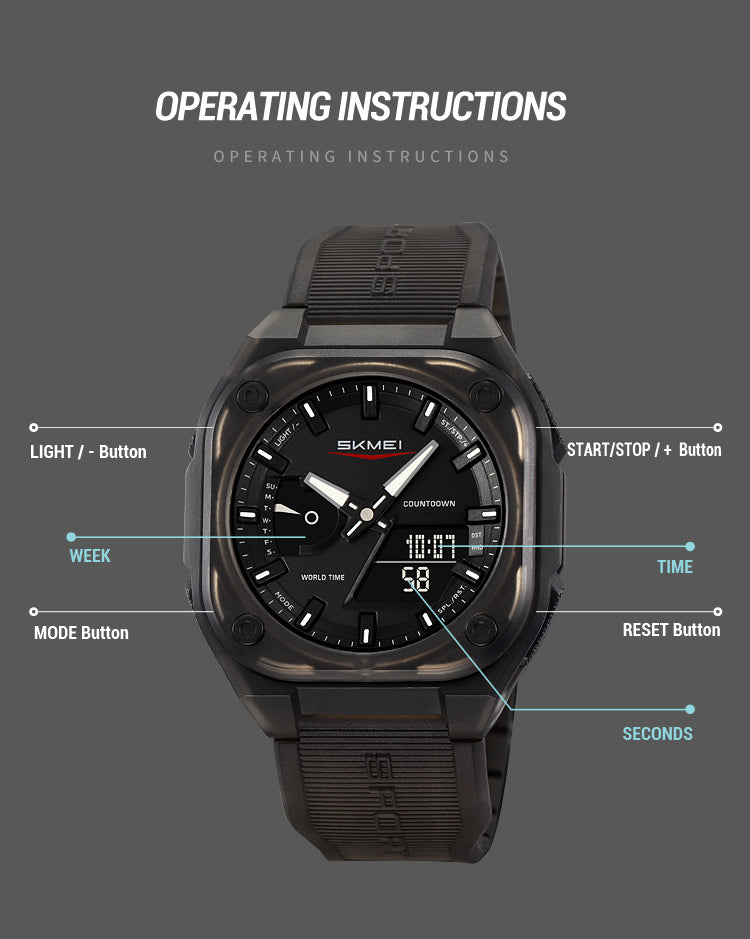 Montre numérique étanche pour hommes