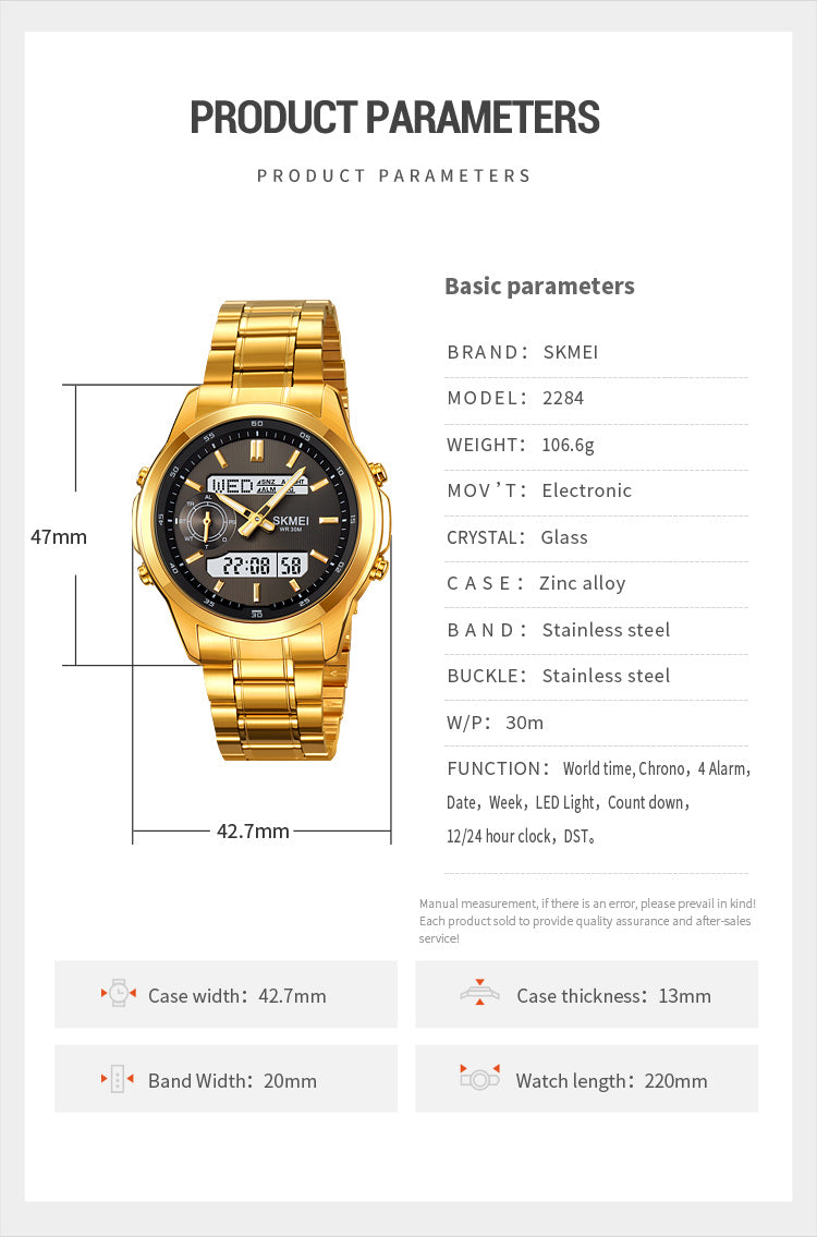 Montre numérique en acier pour hommes