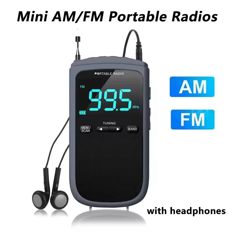 Mini radio AMFM portable avec réveil, récepteur de poche