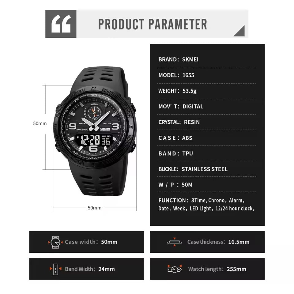 Montre électronique étanche pour hommes