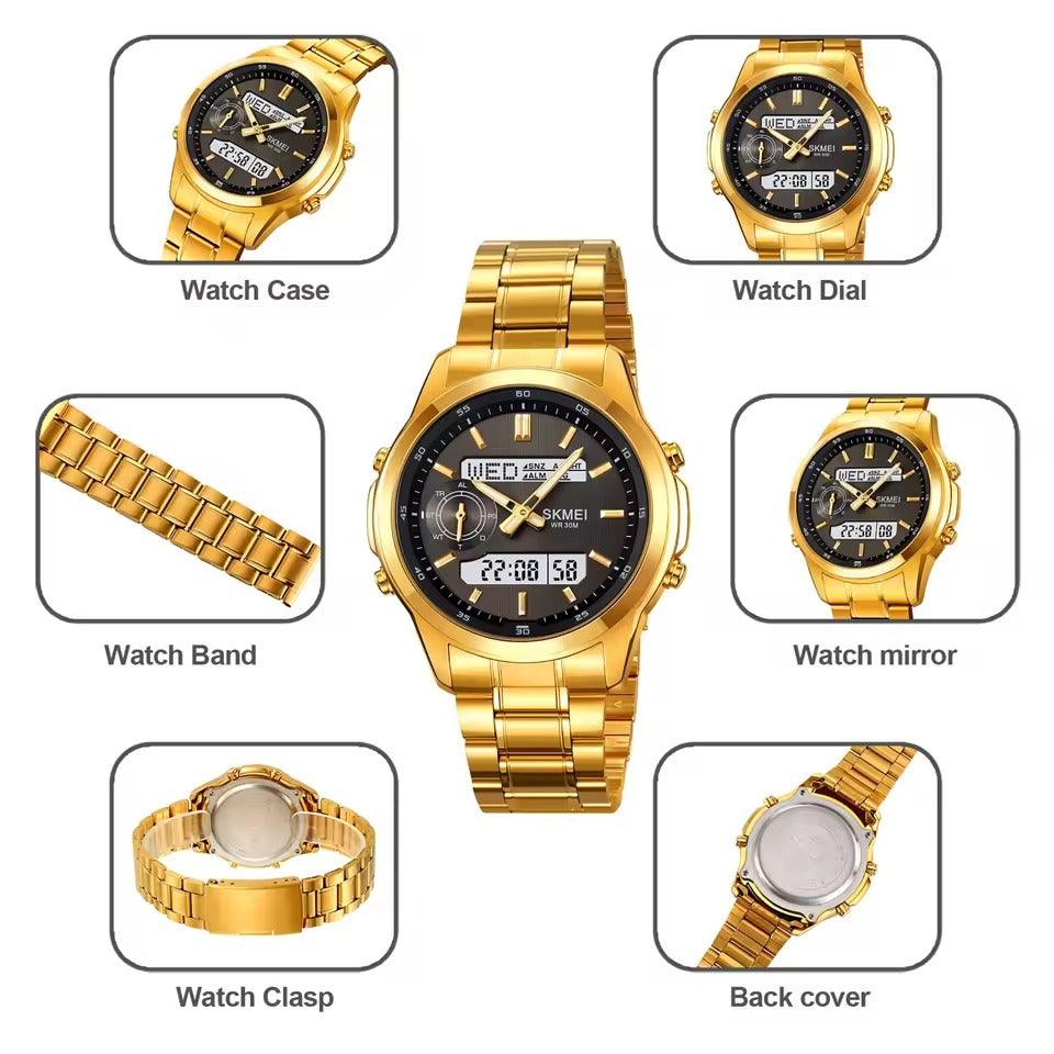 Montre numérique en acier pour hommes