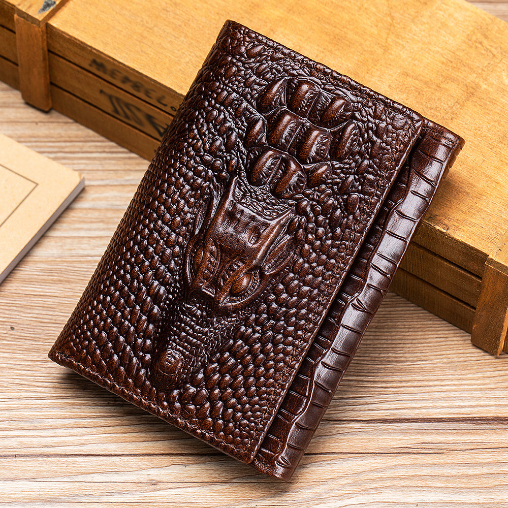 Portefeuille court à motifs crocodile pour homme
