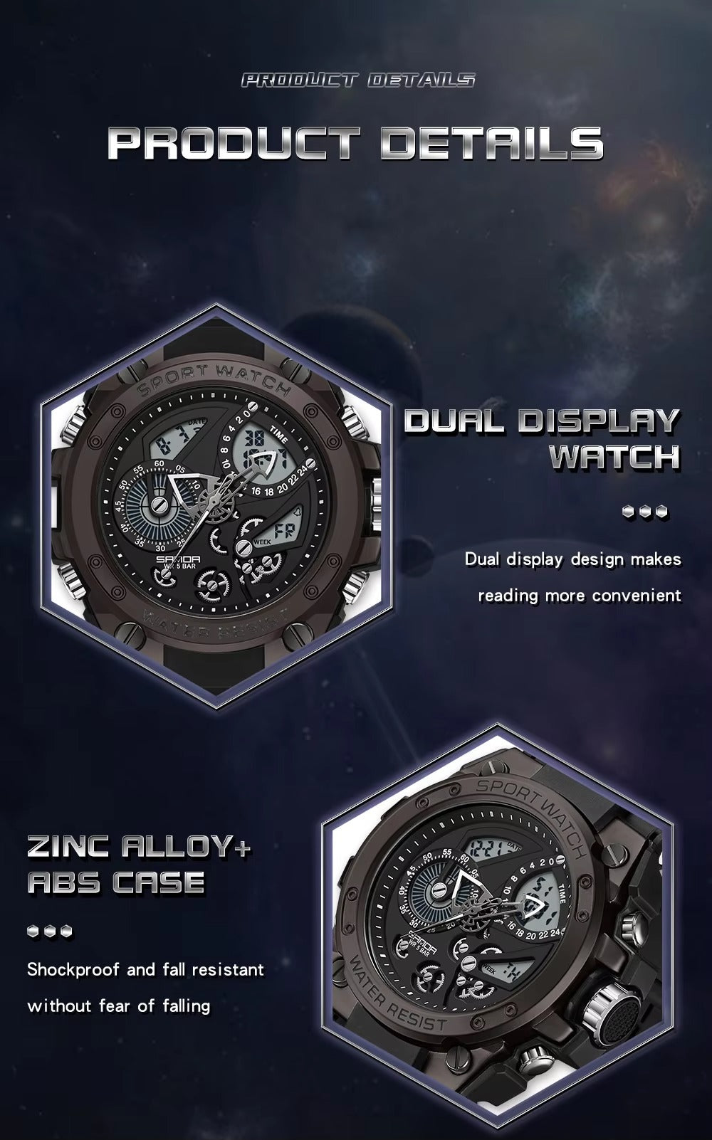 Montre électrique multifonction pour homme