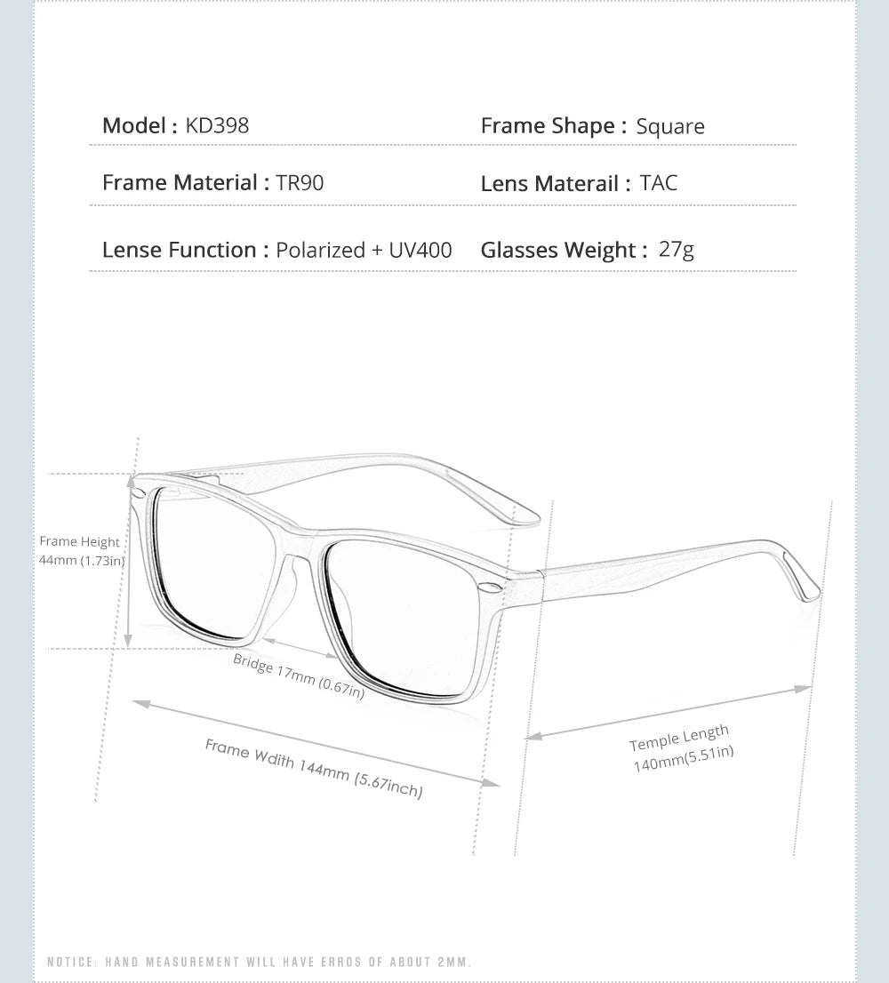Lunettes de soleil carrées assorties pour hommes