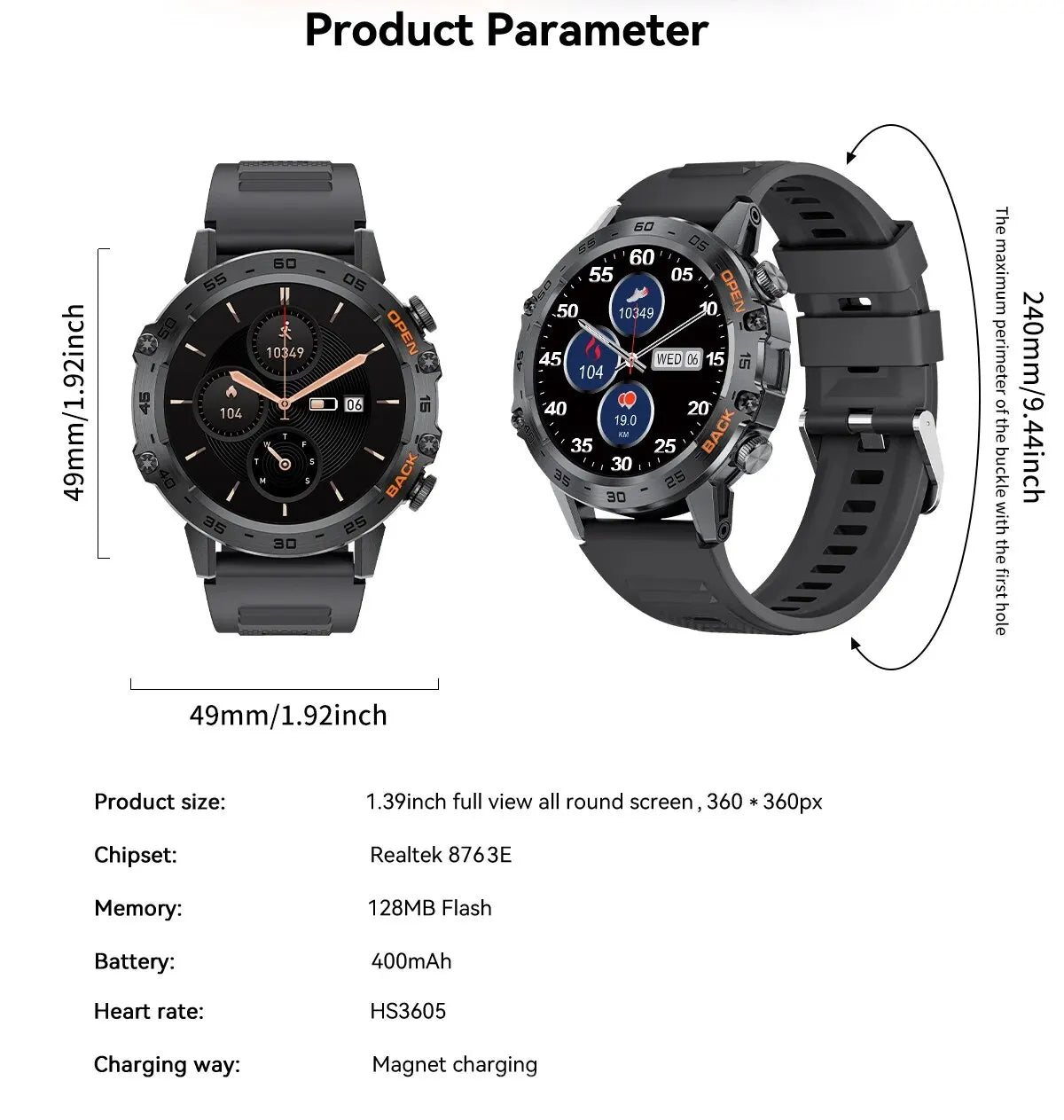 Montre intelligente de sport pour homme