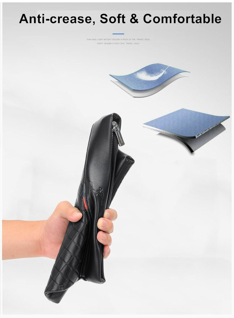 Sac à main en cuir PU souple à carreaux pour hommes