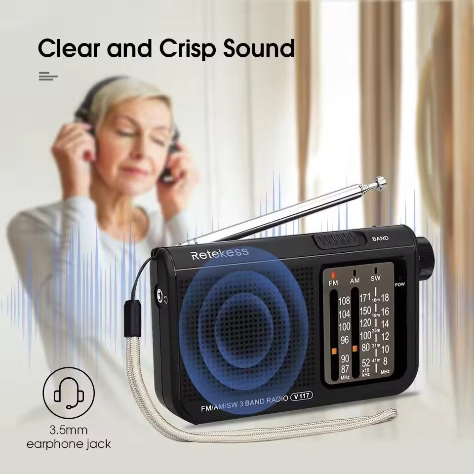 Radio portable AM FM grandes boutons
