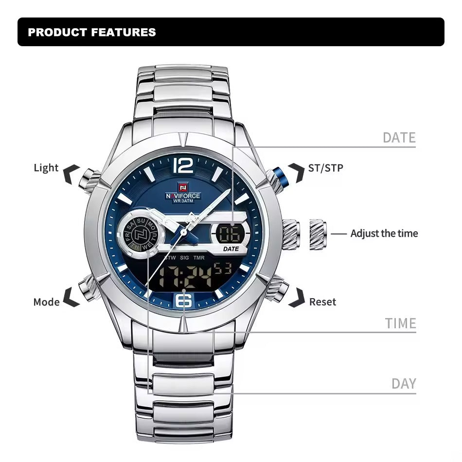 Montre à Affichage Numérique de Luxe pour Homme