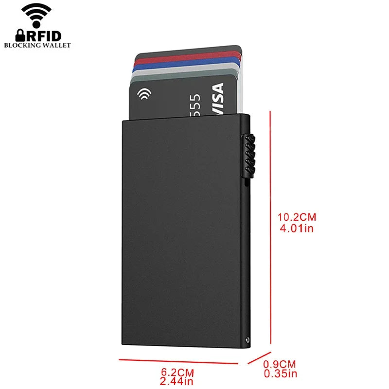 Porte-cartes en métal fin minimaliste pour hommes