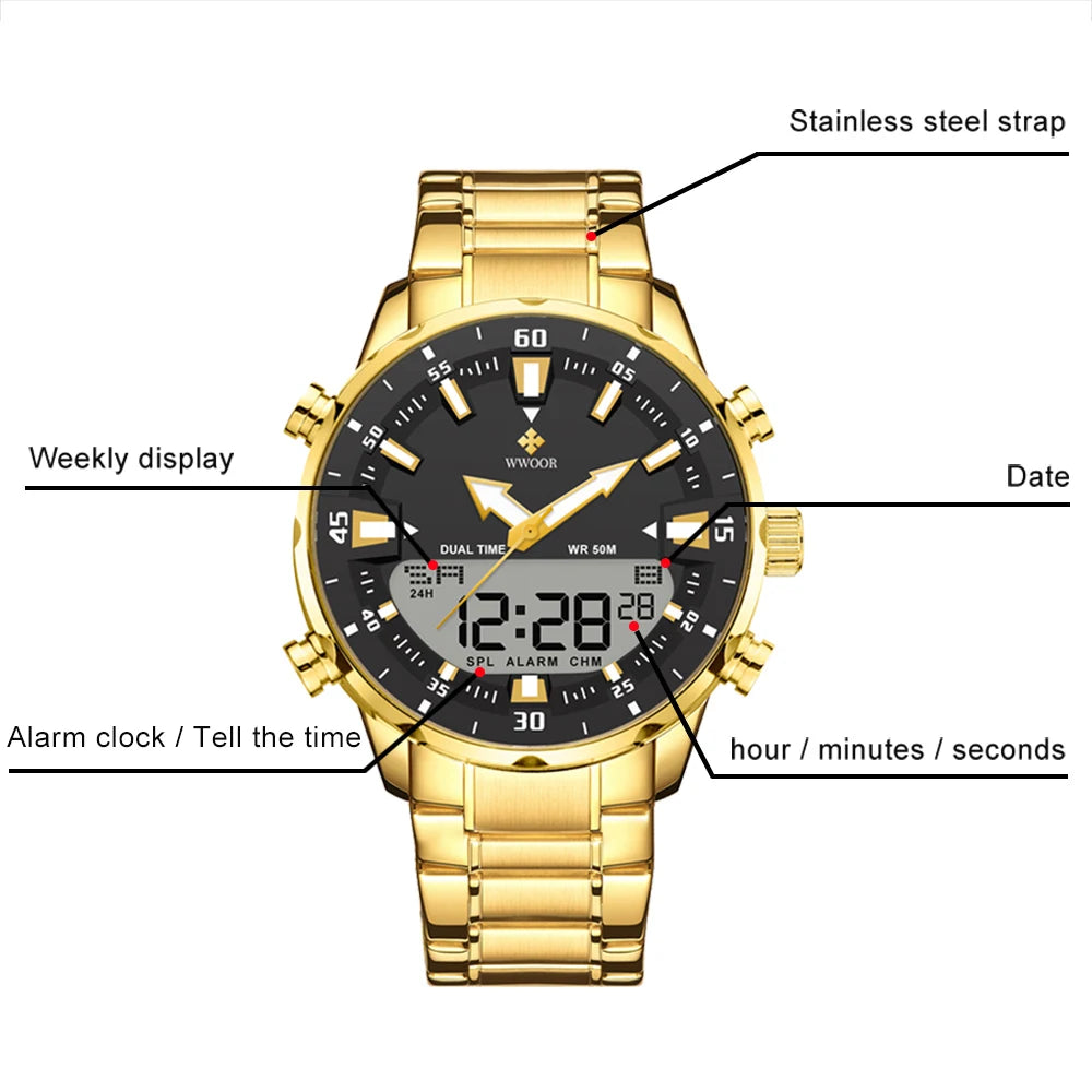 Montre numérique de luxe pour hommes