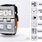 Montre surdimensionné trois fuseaux horaires multi-cadran bracelet en cuir