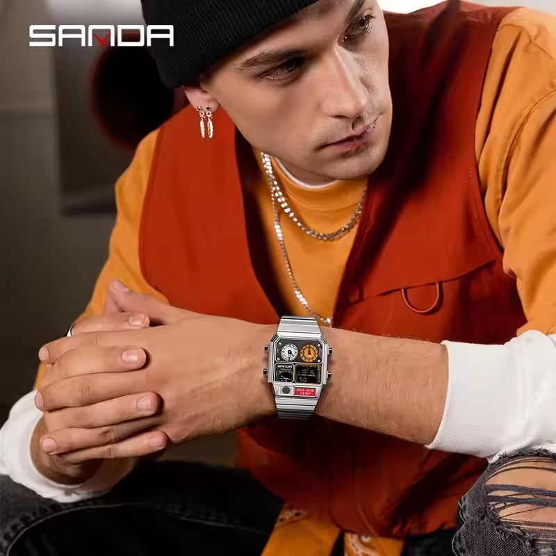 Montre électronique carré pour hommes