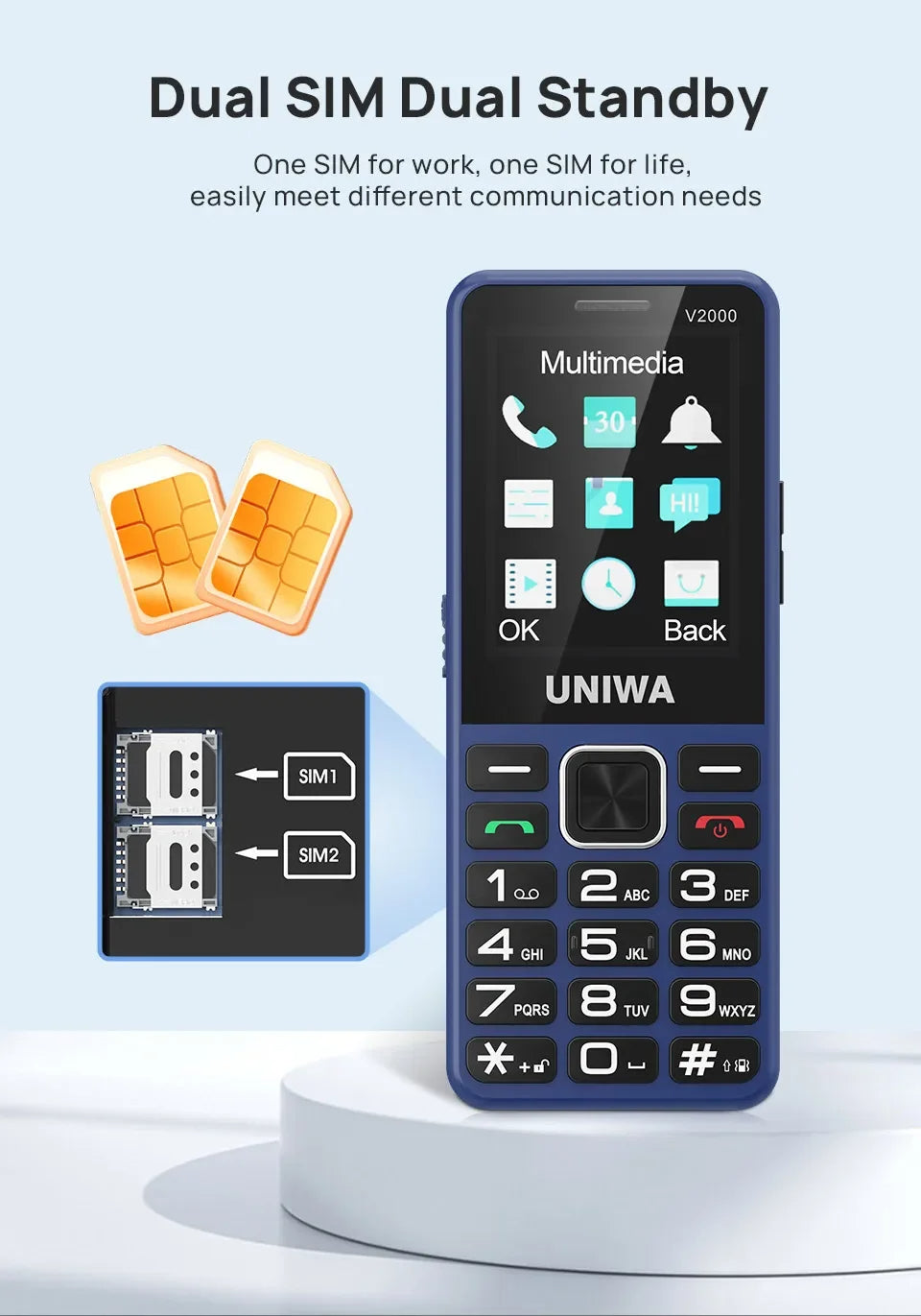 Téléphone portable UNIWA V2000