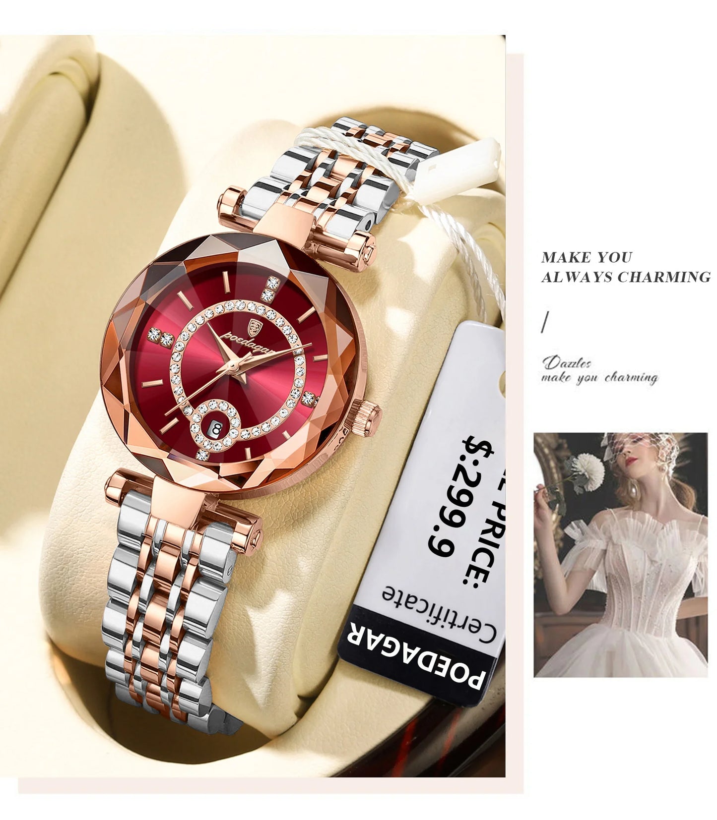 Montre brillante de luxe pour femme