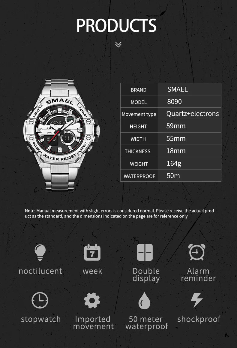 Montre numérique double affichage pour hommes