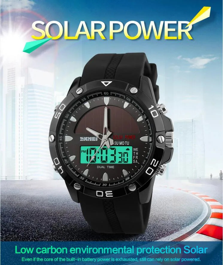 Montre Numérique à énergie solaire pour hommes