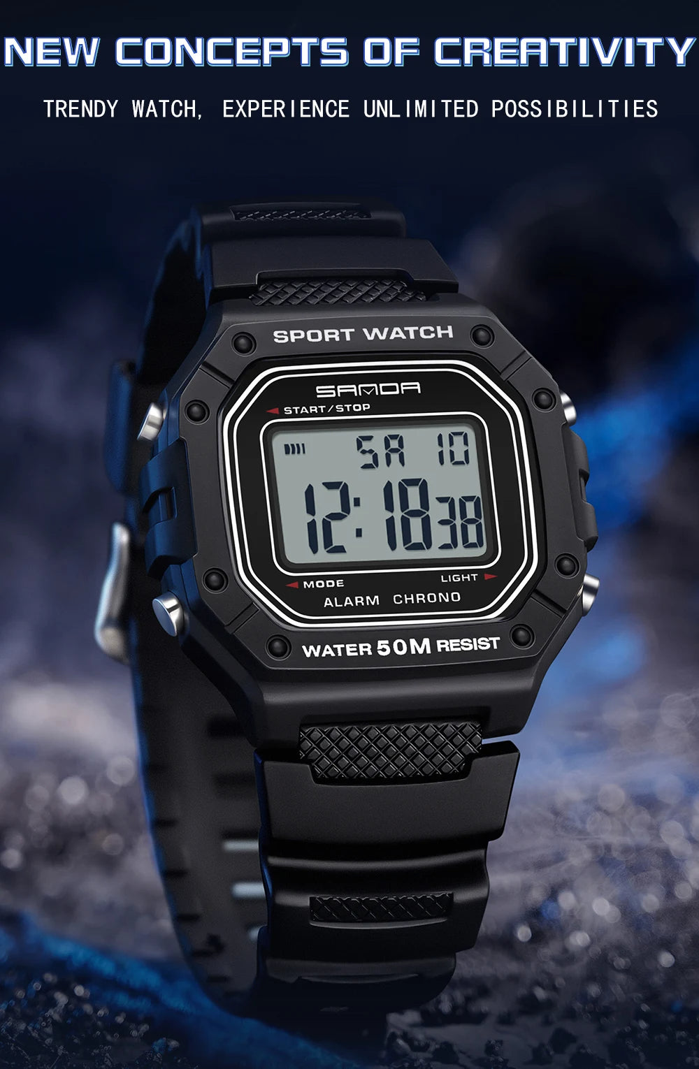 Montre numérique mode antichoc pour hommes