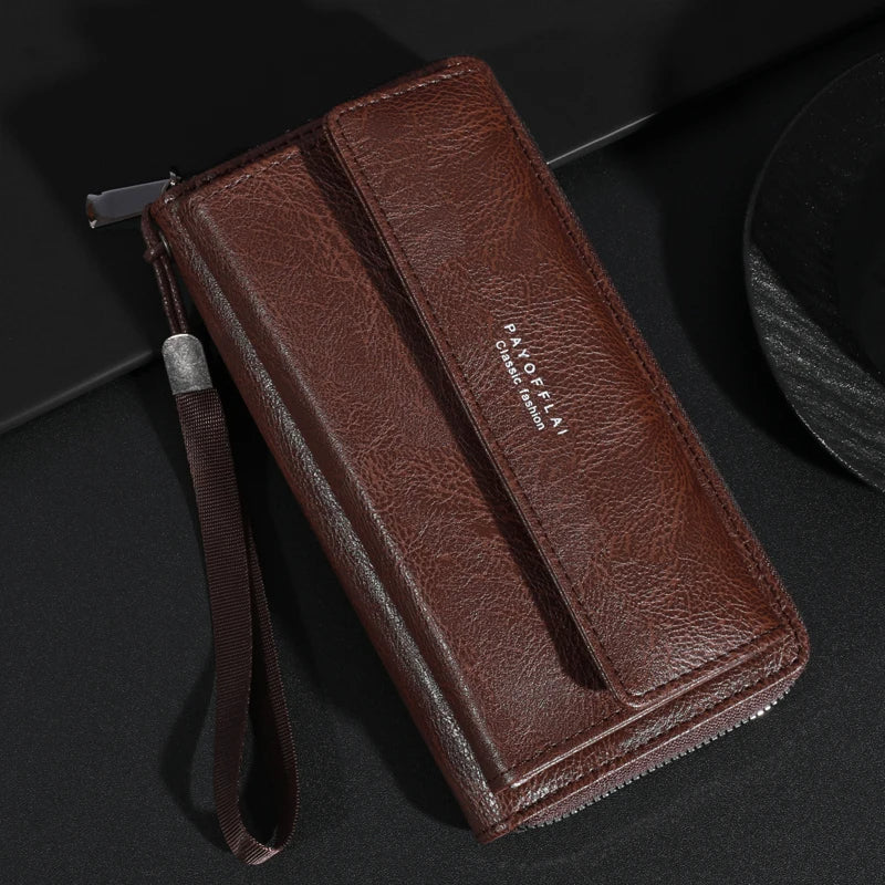 Sac à main à fermeture éclair en PU pour hommes