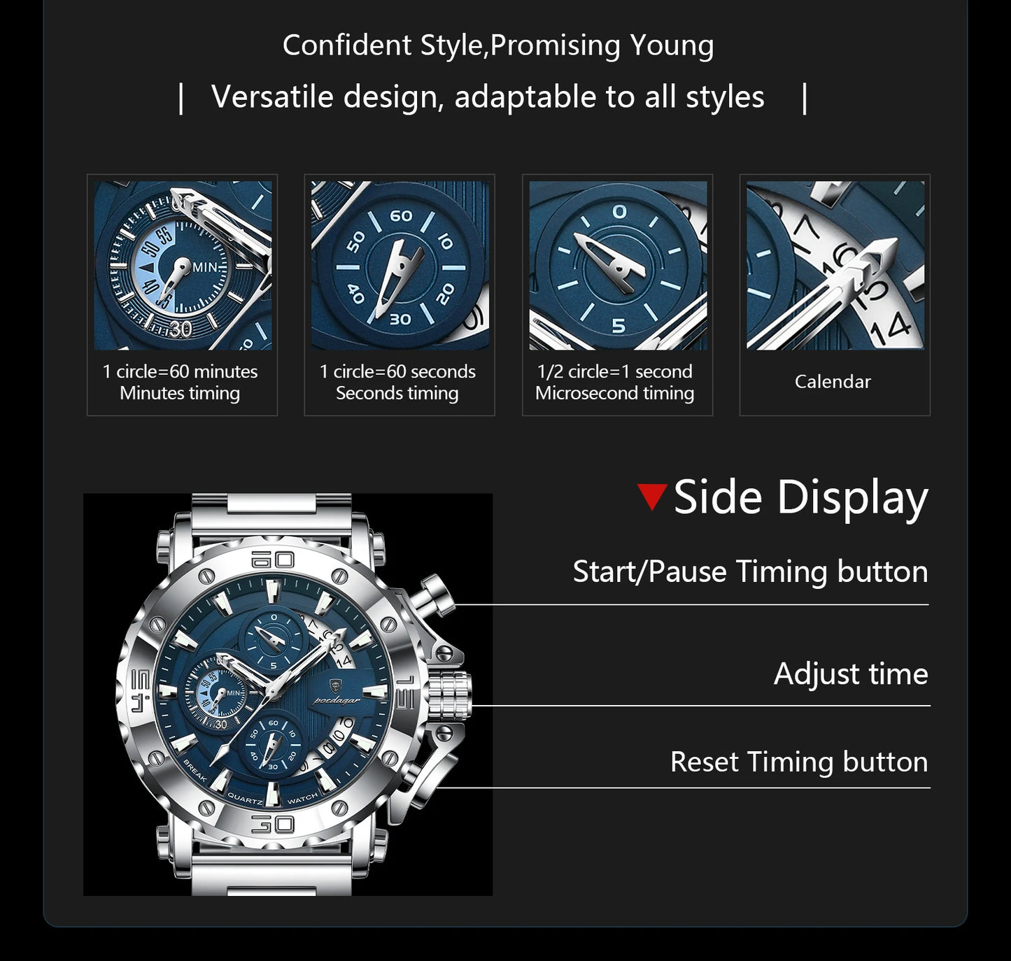Montre de luxe lumineux pour hommes