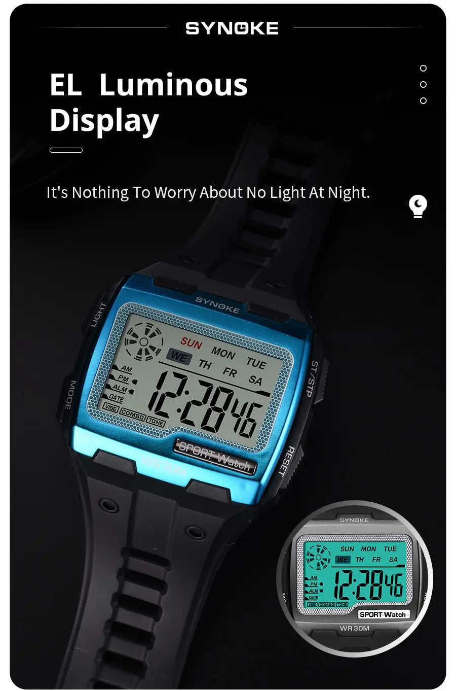 Montre Numérique Grands Chiffres pour Homme