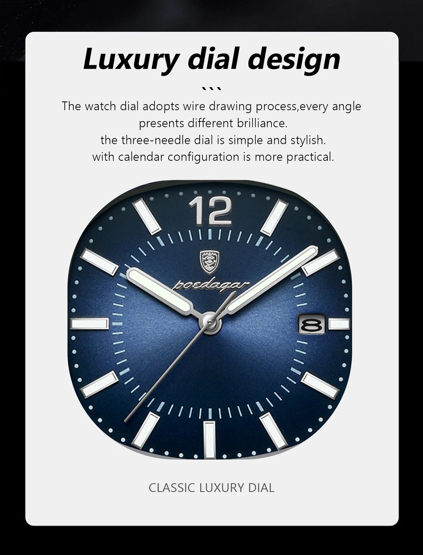 Montre carrée de luxe pour hommes